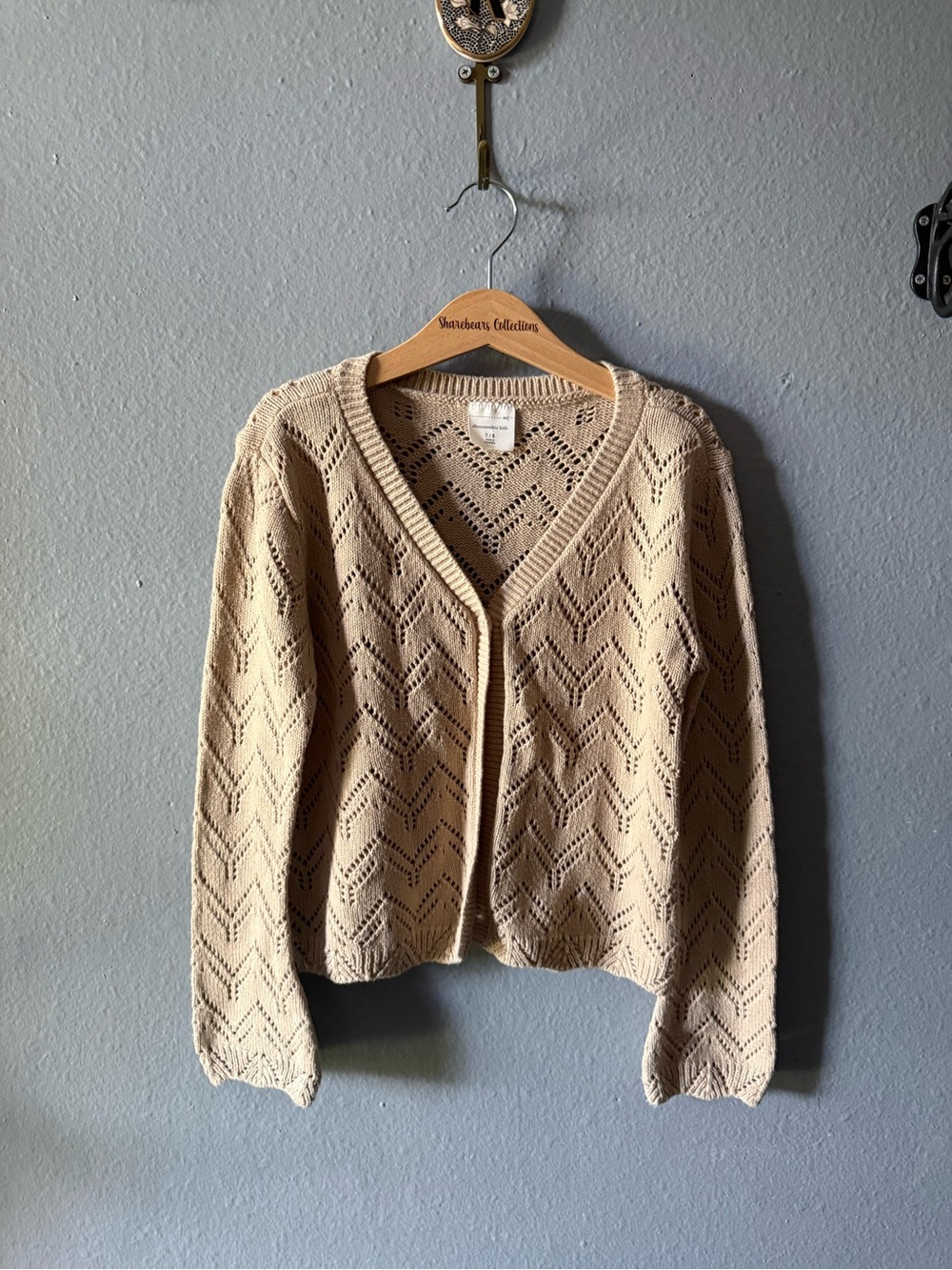 abercrombie kids Cream Openwork V-Neck Cardigan